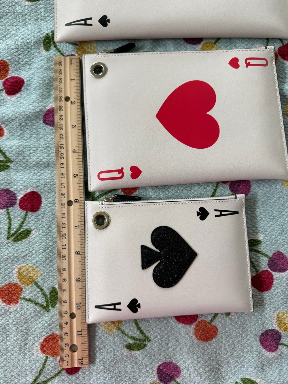 kate spade White Playing Card Trio Pouch Set with Black & Red Motifs - Picture 6 of 13